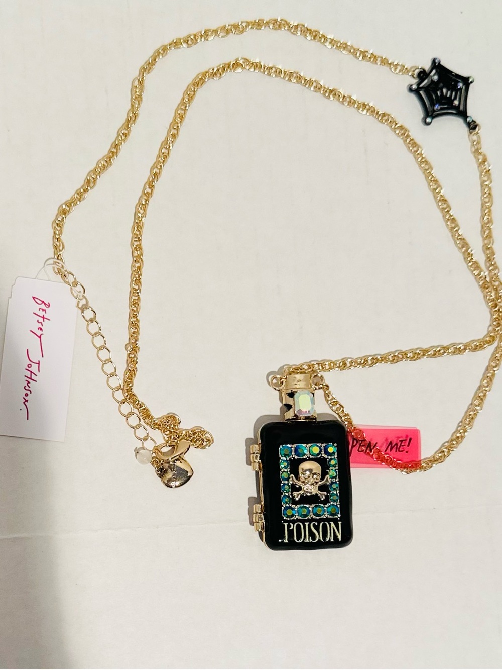 Betsey Johnson NWT Poison Bottle Long Pendant Necklace